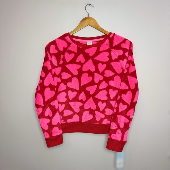 New Cat & Jack Red and Pink Heart Pullover Sweater Kids Size L (10/12) - Picture 1 of 9